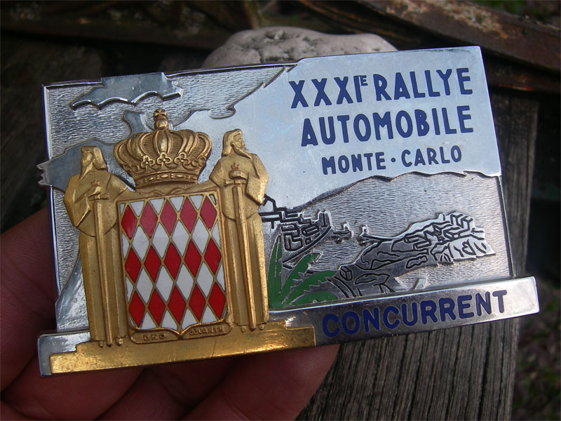 XXXI - 31st. RALLYE MONTE CARLO MONACO 1962 Badge - CONCURRENT - car ...