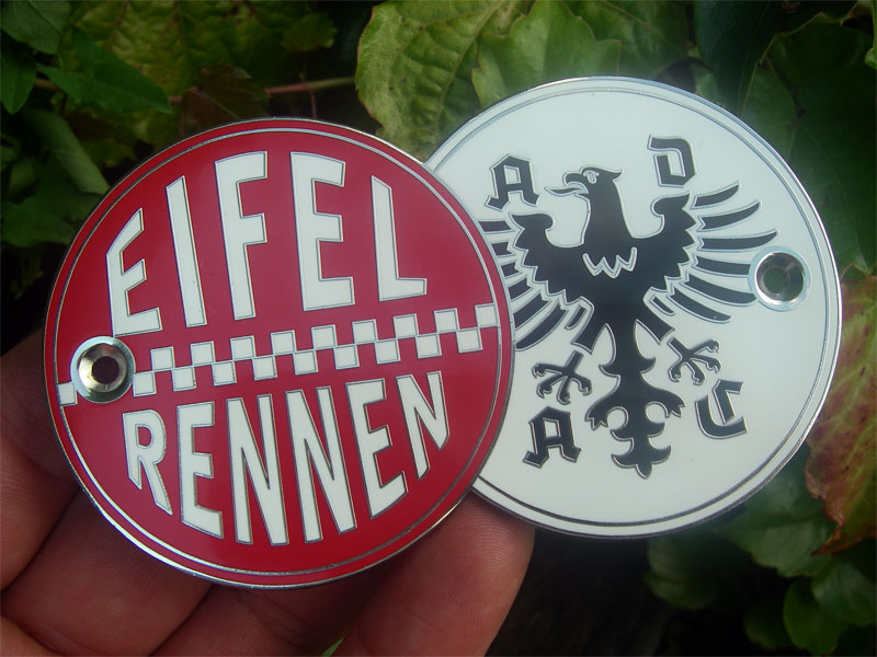 PORSCHE BENZ FERRARI   ADAC EIFELRENNEN NUERBURG BADGE  