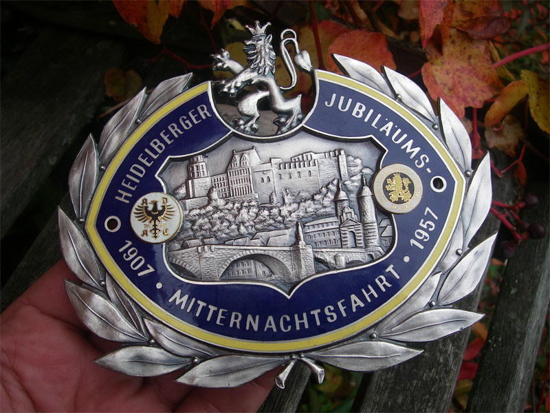 ADAC Germany Heidelberg Midnight Rallye Badge 1957